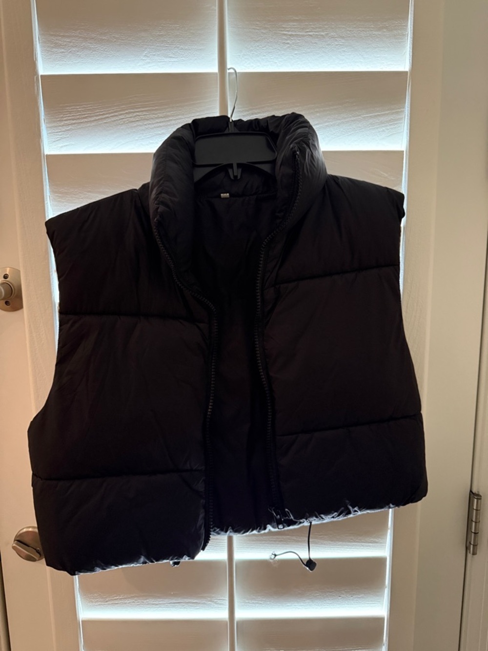 Black Puffer Vest with High Collar